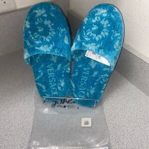 Versace M(7-8) Barocco Blue Slippers NWT Brand NIP